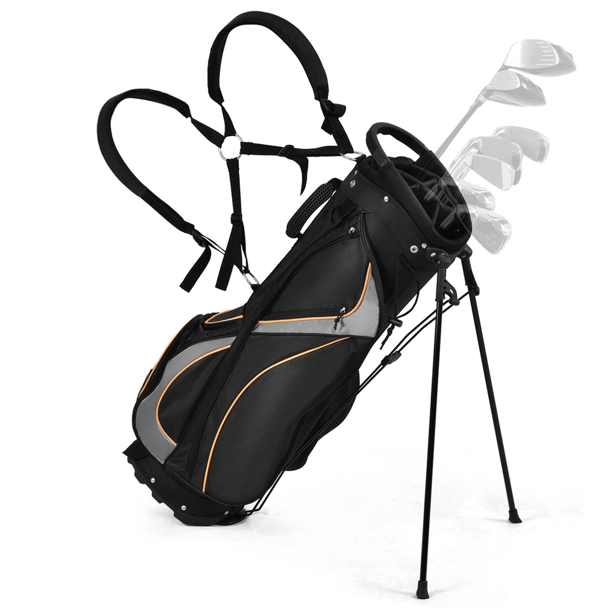 Front. Gymax - Gymax Golf Stand Bag Portable Lightweight Golf Carry Club Bag w/ 8-way Divider - Black.