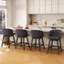 Alt View 1. Costway - 4 PCS Counter Height Bar Stools Fabric Upholstered Island Stools with 360° Swivel Seat - Gray+Brown.