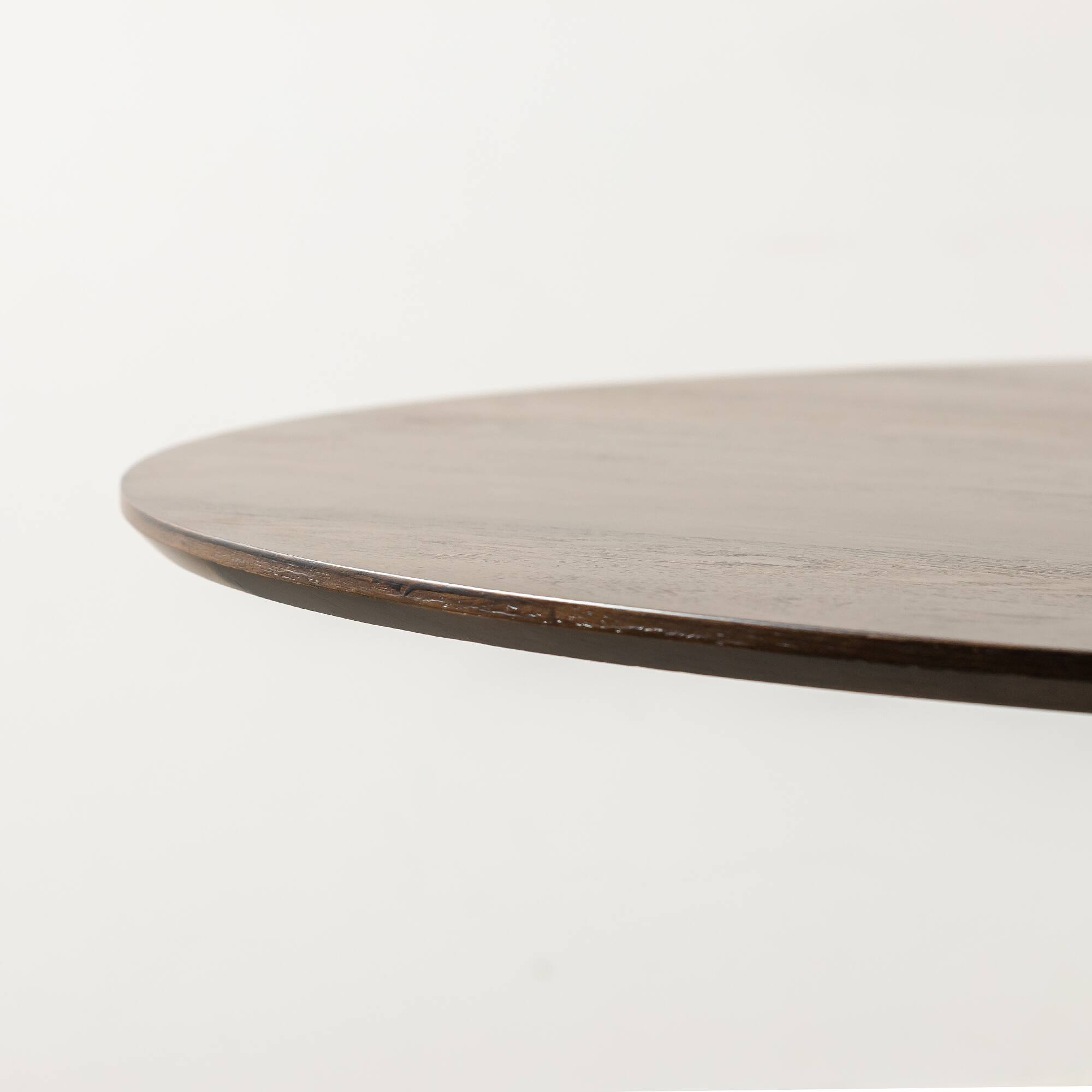 Alt View 1. PexFix - Minimalist Farmhouse Solid Oak Dining Table, 46" Round with Tapered Pedestal Base for 4 - WALNUT.