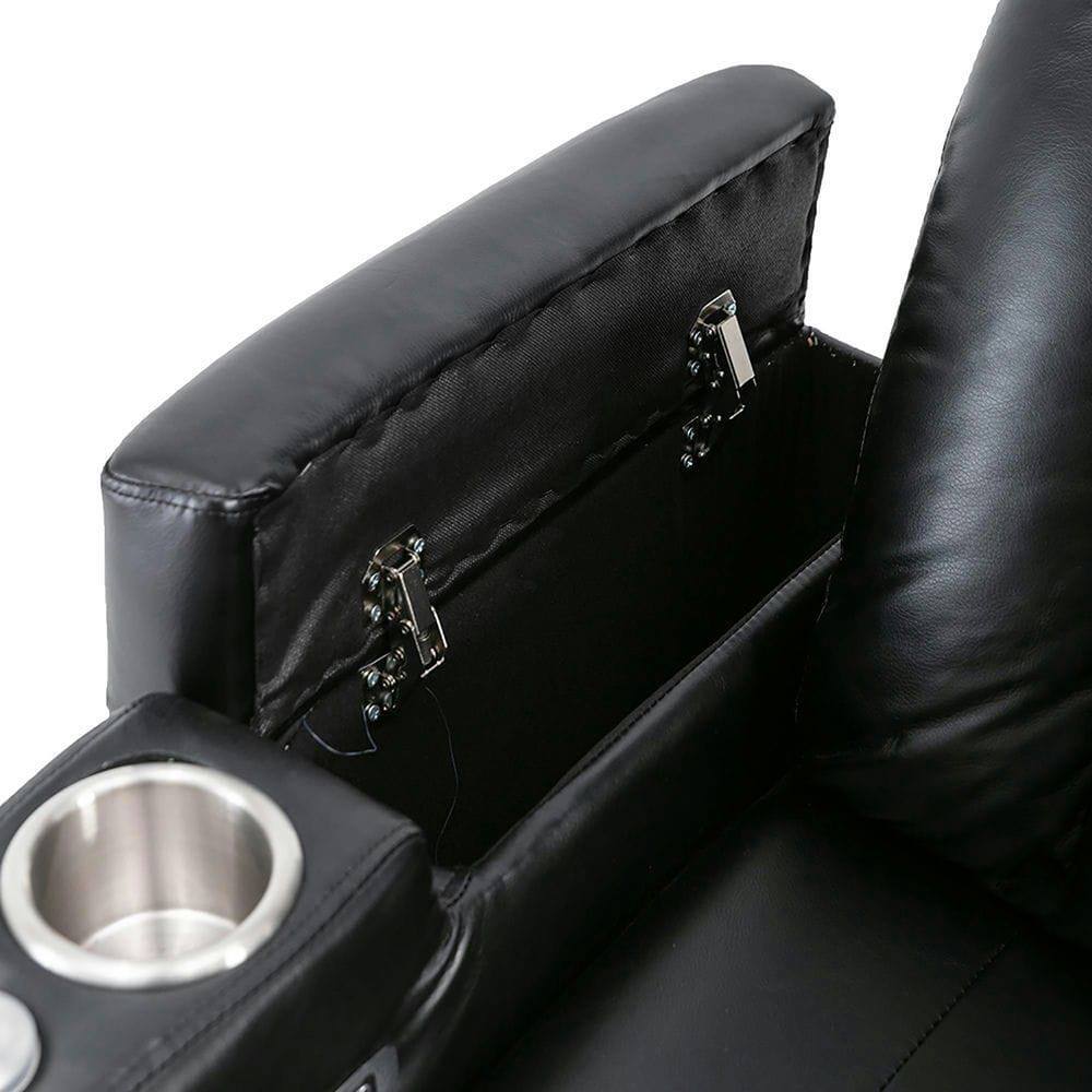 Alt View 2. Kadyn - Premium Power Recliner with Storage Arms, Cupholders, Swivel Tray Table & Phone Stand  - Black - Black.