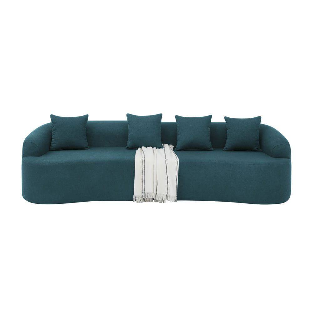 Alt View 1. Kadyn - Curved Modular Sectional Sofa, Modern Design with Lamb's Wool Fabric, Ready to Use No Assembly, Blue - Blue.