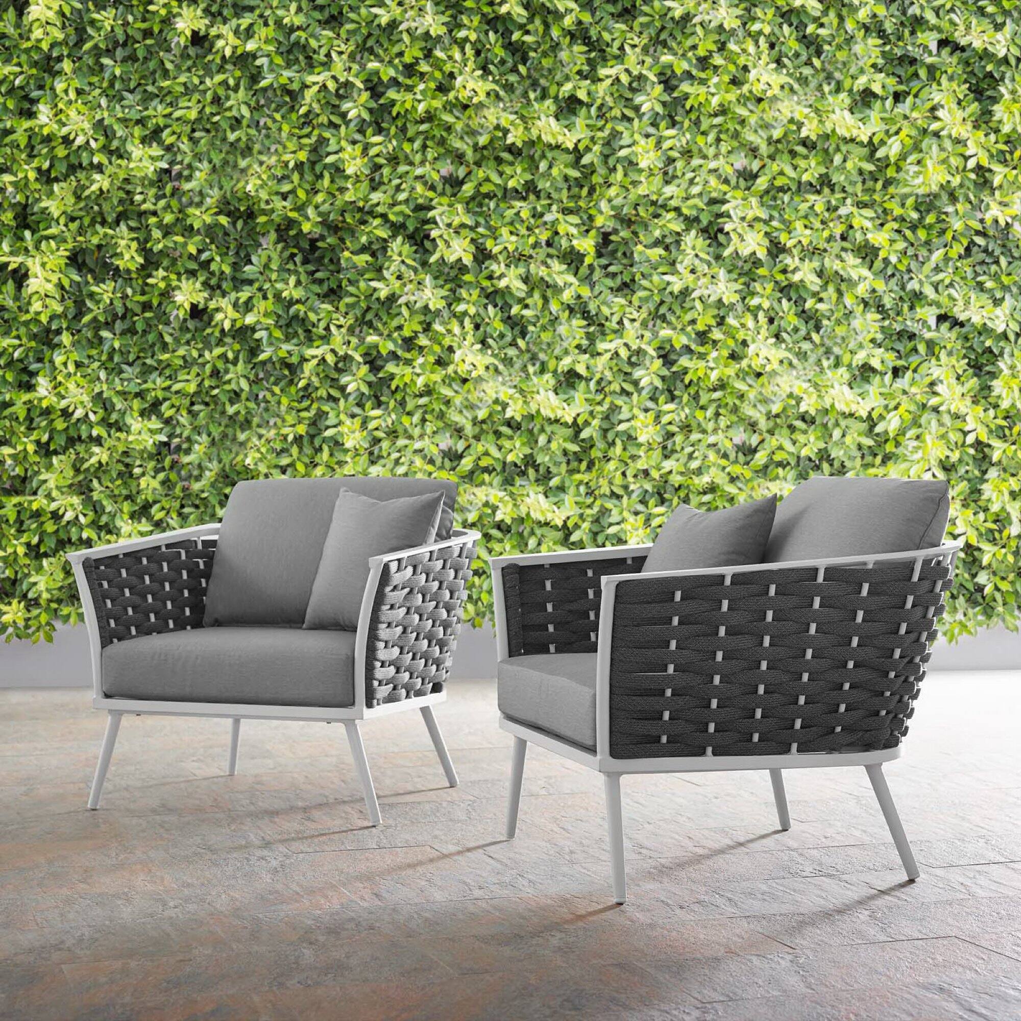 Alt View 2. Modway - Stance Outdoor Patio Aluminum Armchair Set of 2 - White Gray.