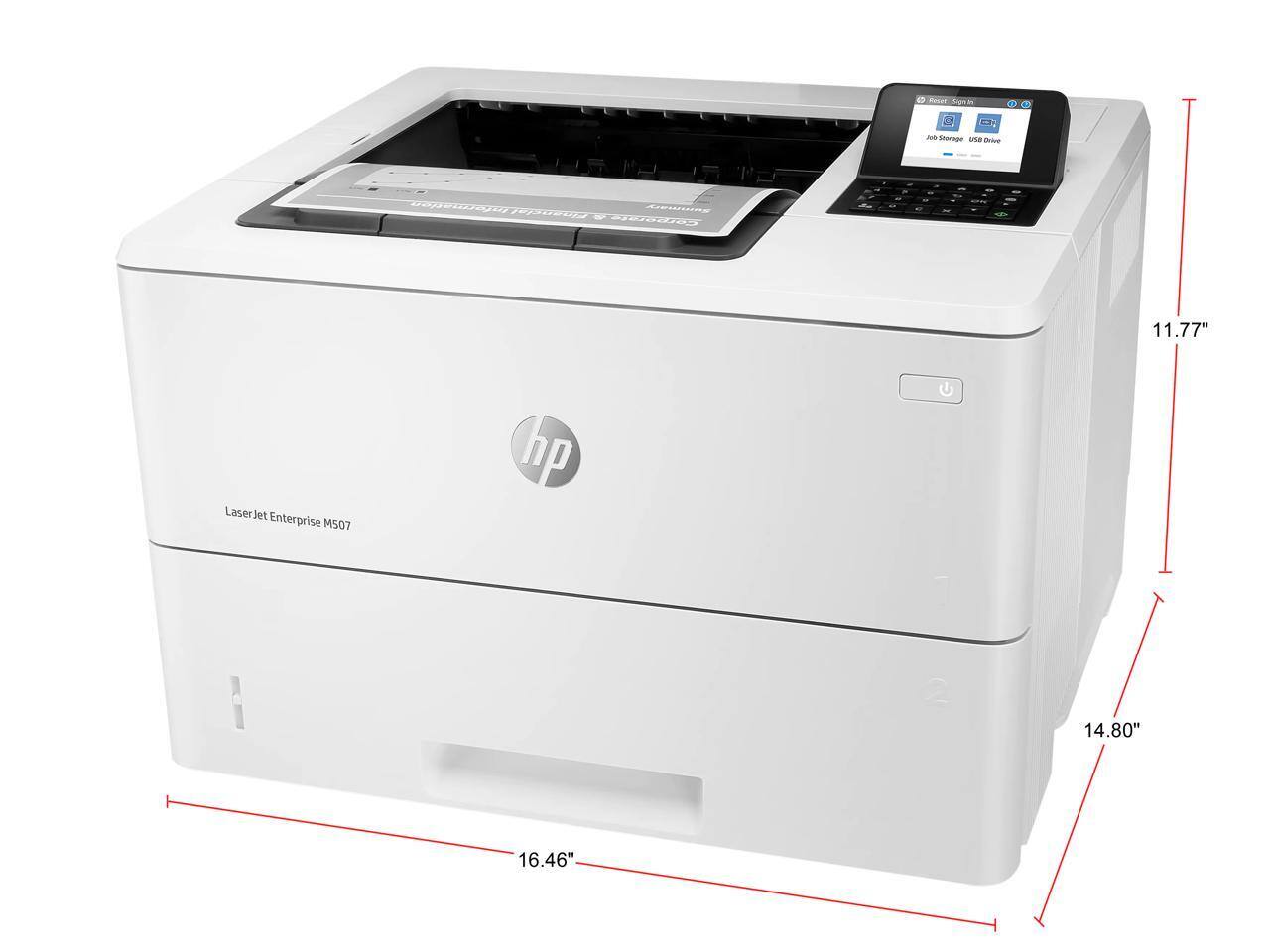 - Sus
- O
- Storage una Bbe rnatfen Soar rancist Ks
- 11.77" LaserJet Enterprise M507 hp 14.80" 16.46"