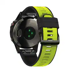 Front. StrapsCo - ColorBlock Endurance Strap QuickFit 26 Silicone Rubber Watch Band For Garmin Instinct 3 – 50mm - Black & Lime.