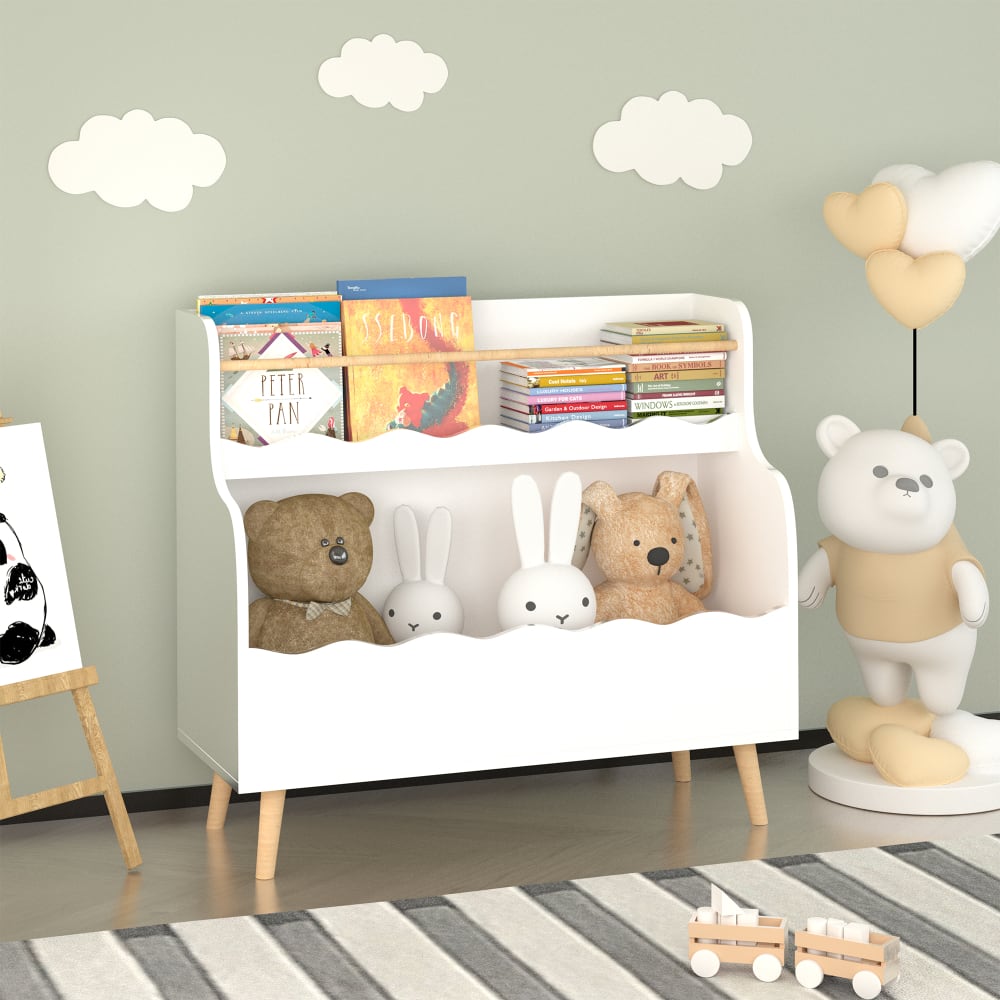 Lirago - Kids Bookcase Toy Storage and Children Toy Storage Cabinet Organizer - White