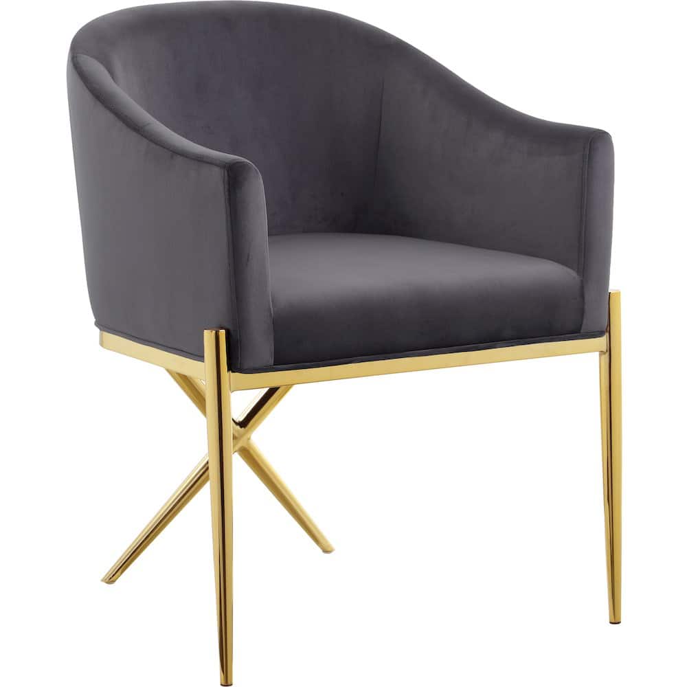 Meridian Furniture - Xavier Grey Velvet Dining Chair - Gray