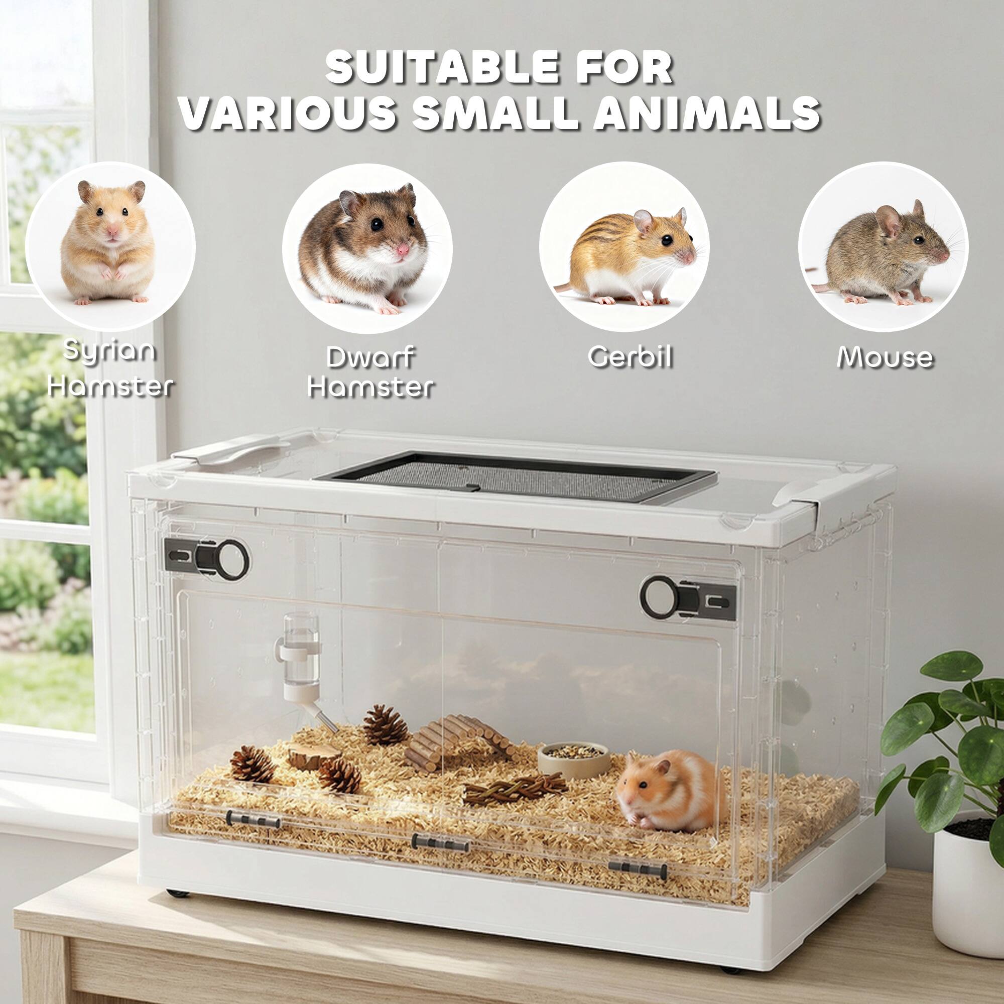 SUITABLE FOR VARIOUS SMALL ANIMALS

- Syrian Hamster
- Dwarf Hamster
- Gerbil
- Mouse