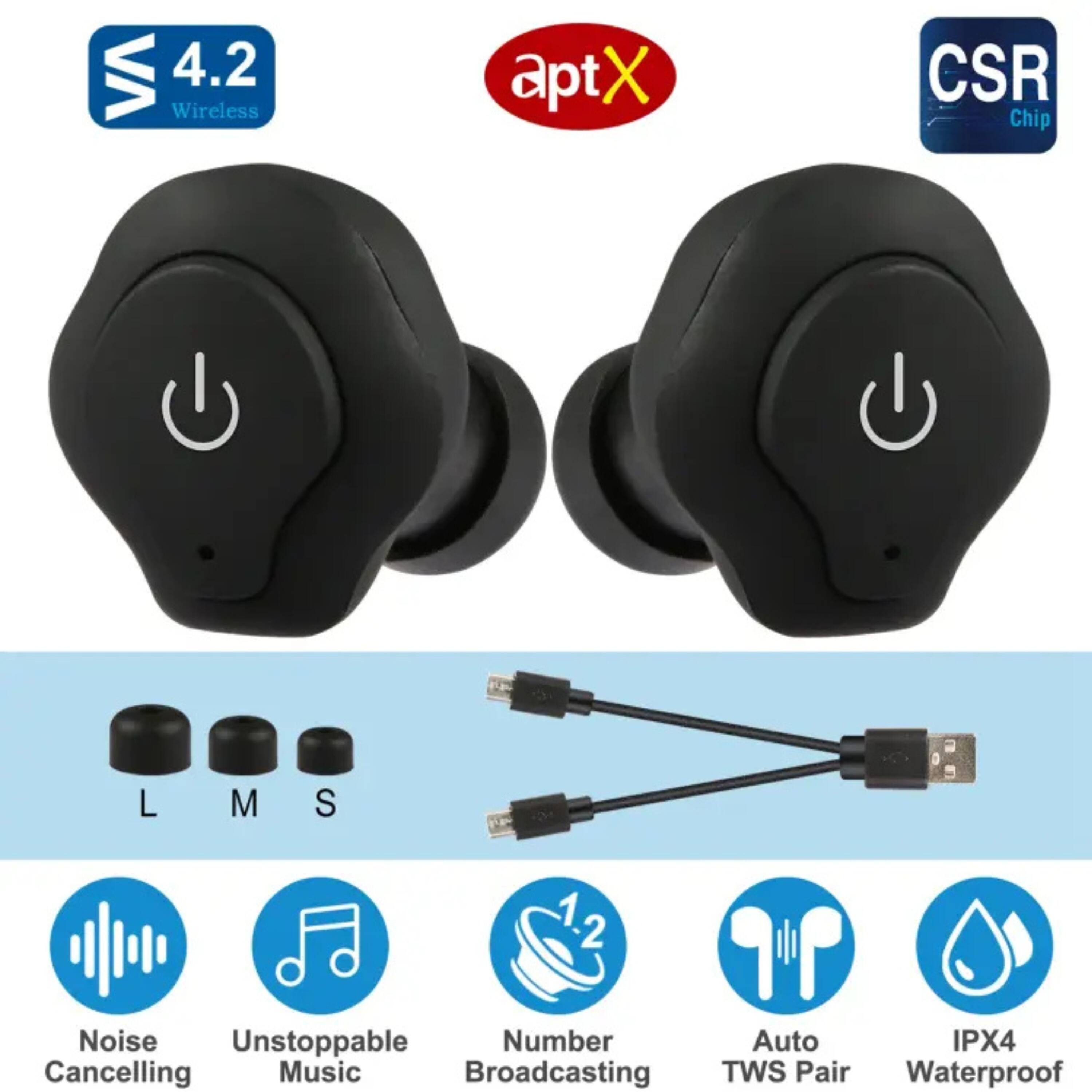 VA 4.2 Wireless aptX X CSR Chip  
L M S 1.2 1 2  
Noise Cancelling  
Unstoppable Music  
Number Broadcasting  
Auto TWS Pair  
IPX4 Waterproof
