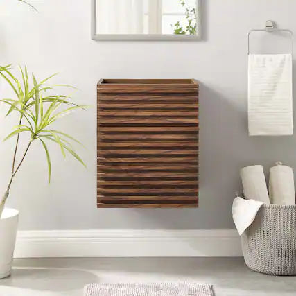 Front. Modway - Render Wall-Mount Bathroom Cabinet Basin Not Included - Walnut.