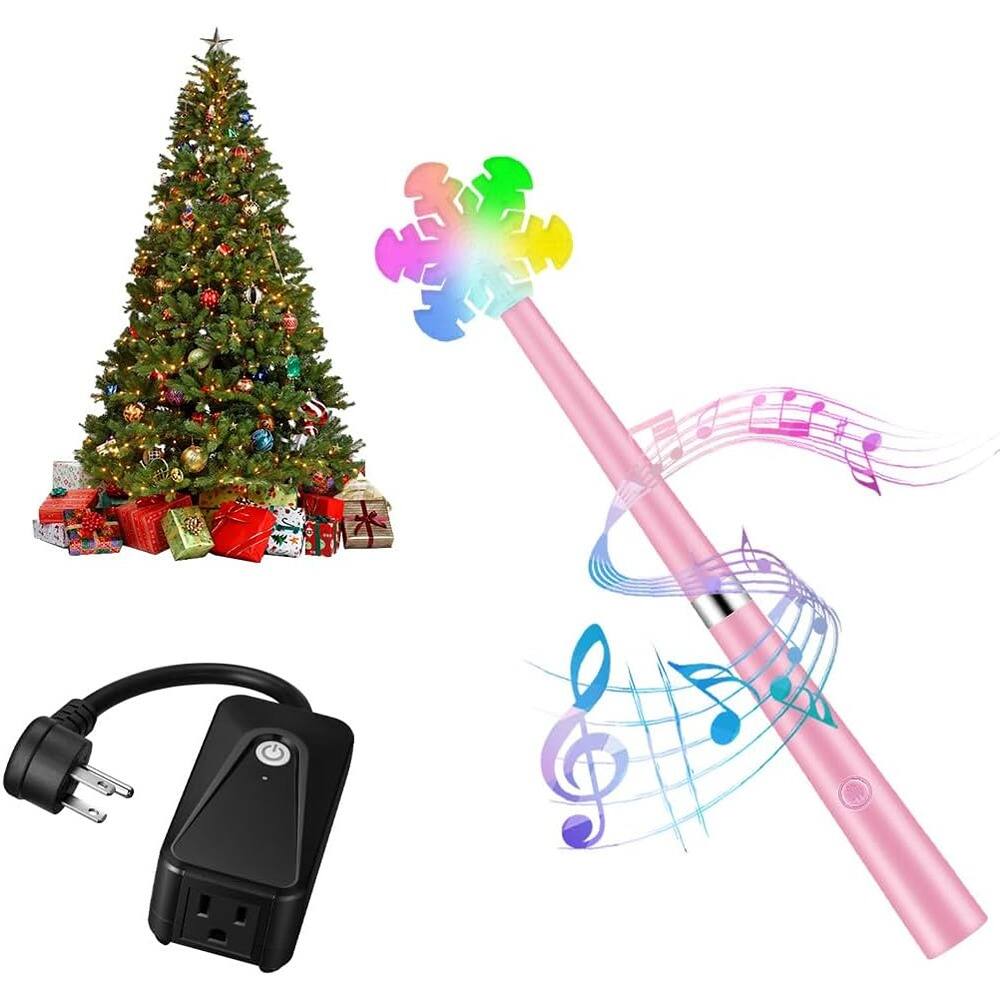 Angle. ACJPR - Christmas Tree Magic Wand Light with Remote, Voice Control, Music Sync and Waterproof Switch for Holiday Décor - White.