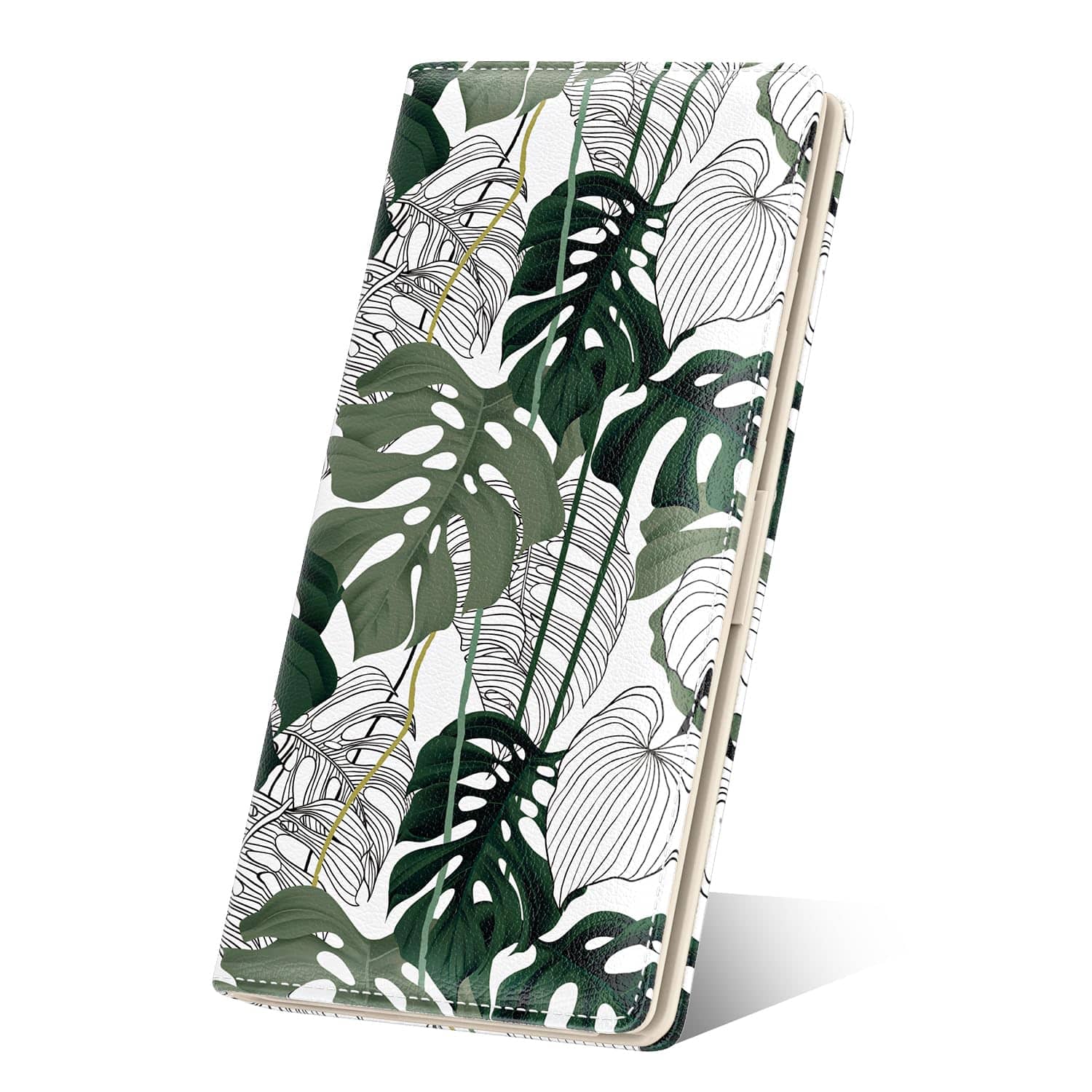 Jadie Link - Womens Wallet Rfid Slim Wallets Women Thin Ladies Credit Card Holder Purse Cute Leather Bifold Clutch Billfold Slots - Monstera Deliciosa