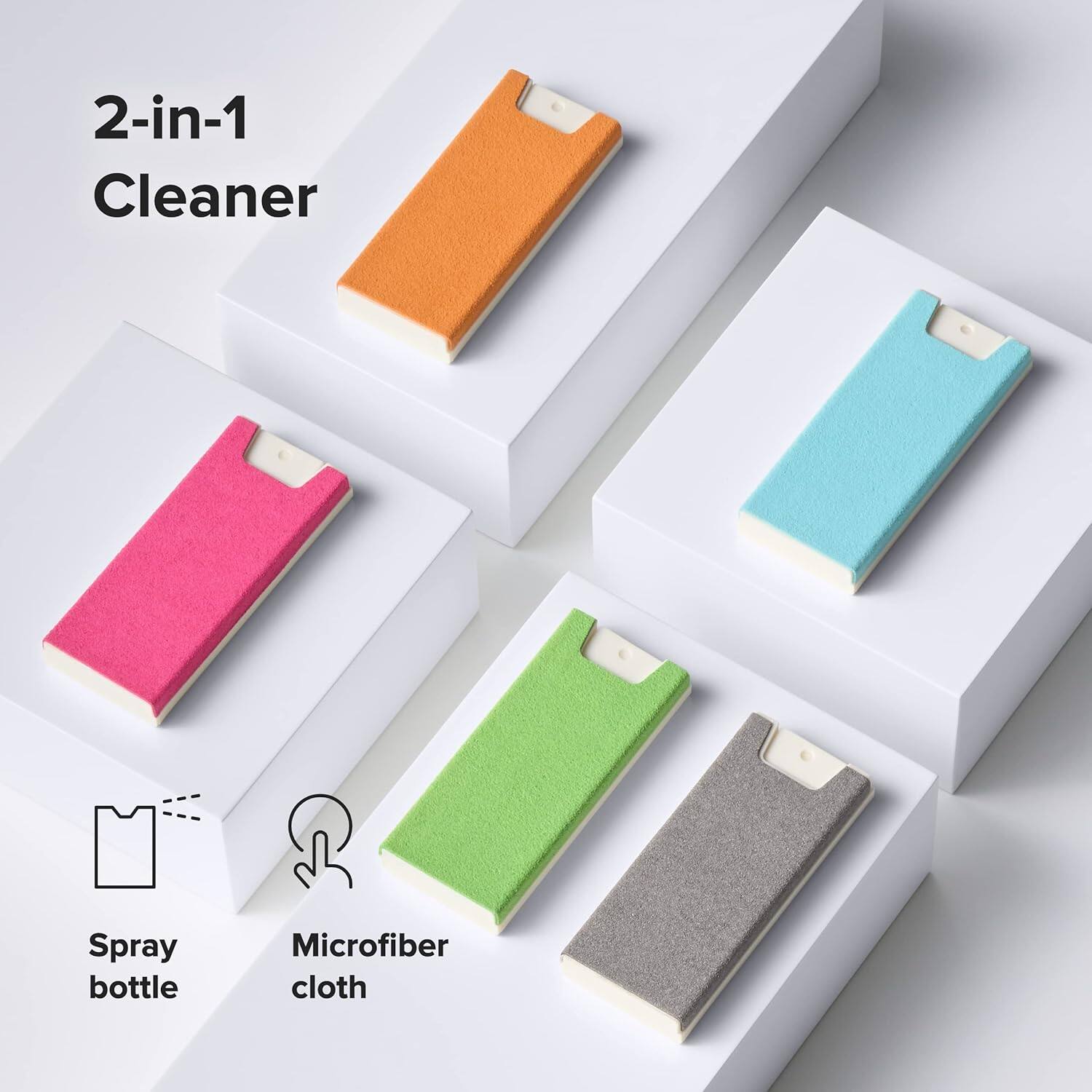 2-in-1 Cleaner  
Spray bottle  
Microfiber cloth
