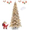 Front. Costway - Costway 9 FT Artificial Christmas Tree with Quick Power Connectors,1223 Flocked Branch Tips - White.