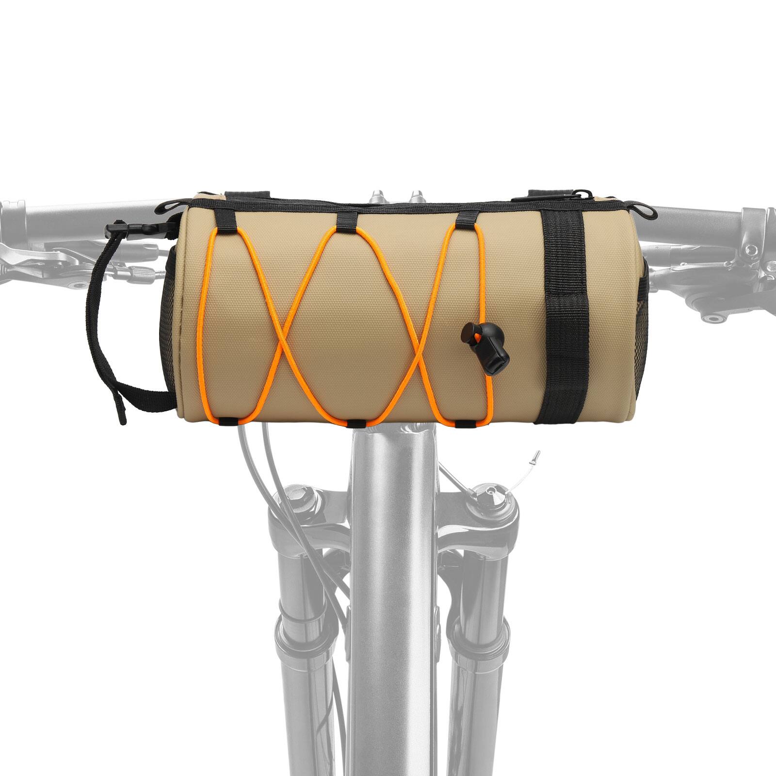 Unique Bargains - Bike Handlebar Bag 2.5L Front Bicycle Storage Convertible Waterproof w/Shoulder Strap for Road Mountain Bikes Cycling - Brown