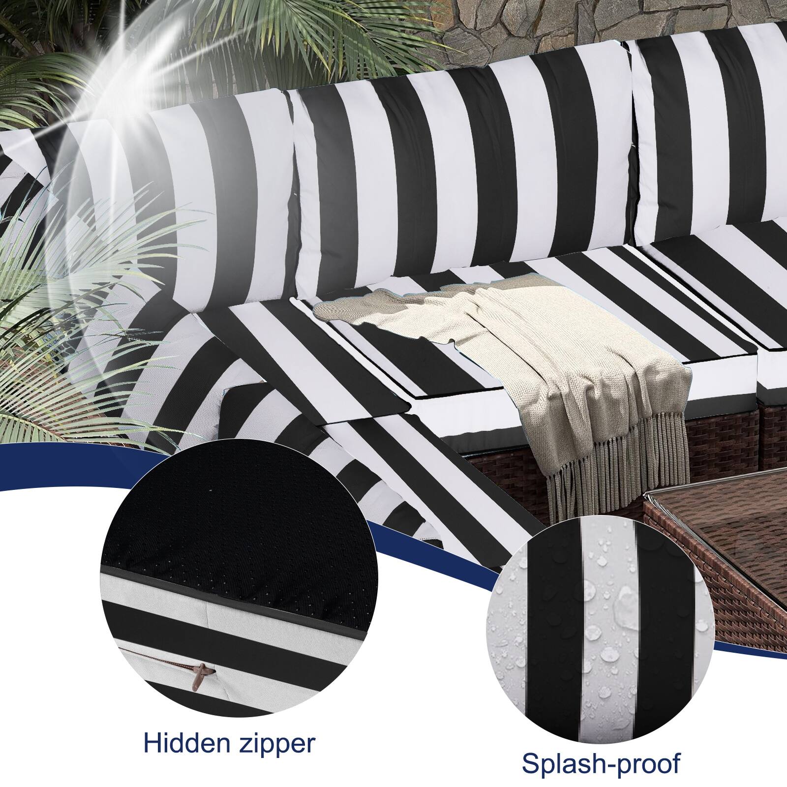 Hidden zipper  
Splash-proof