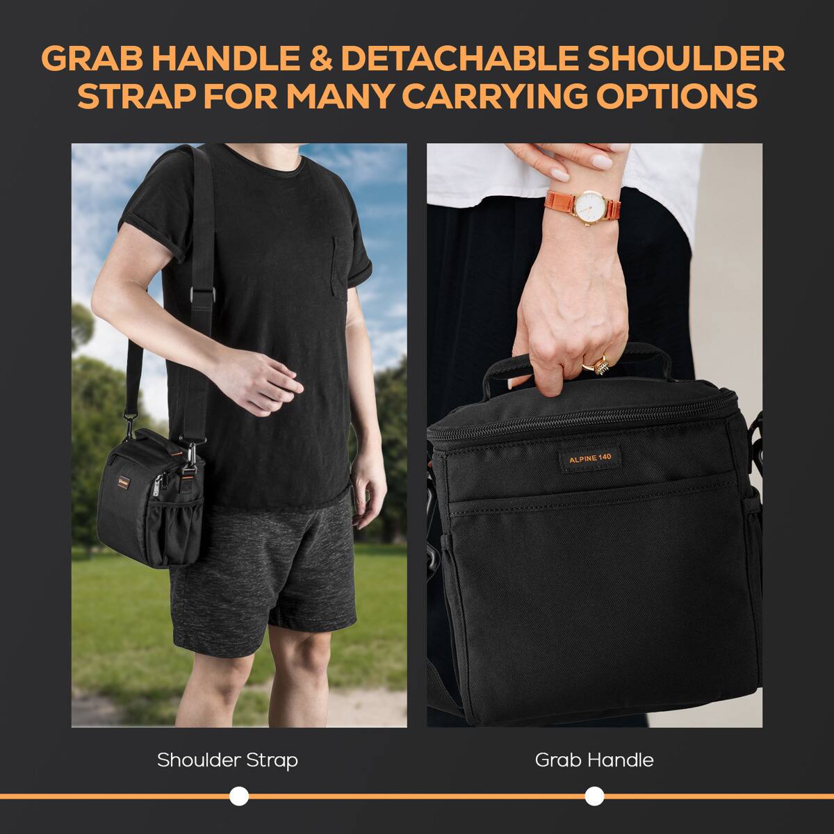 GRAB HANDLE & DETACHABLE SHOULDER STRAP FOR MANY CARRYING OPTIONS

Shoulder Strap

Grab Handle