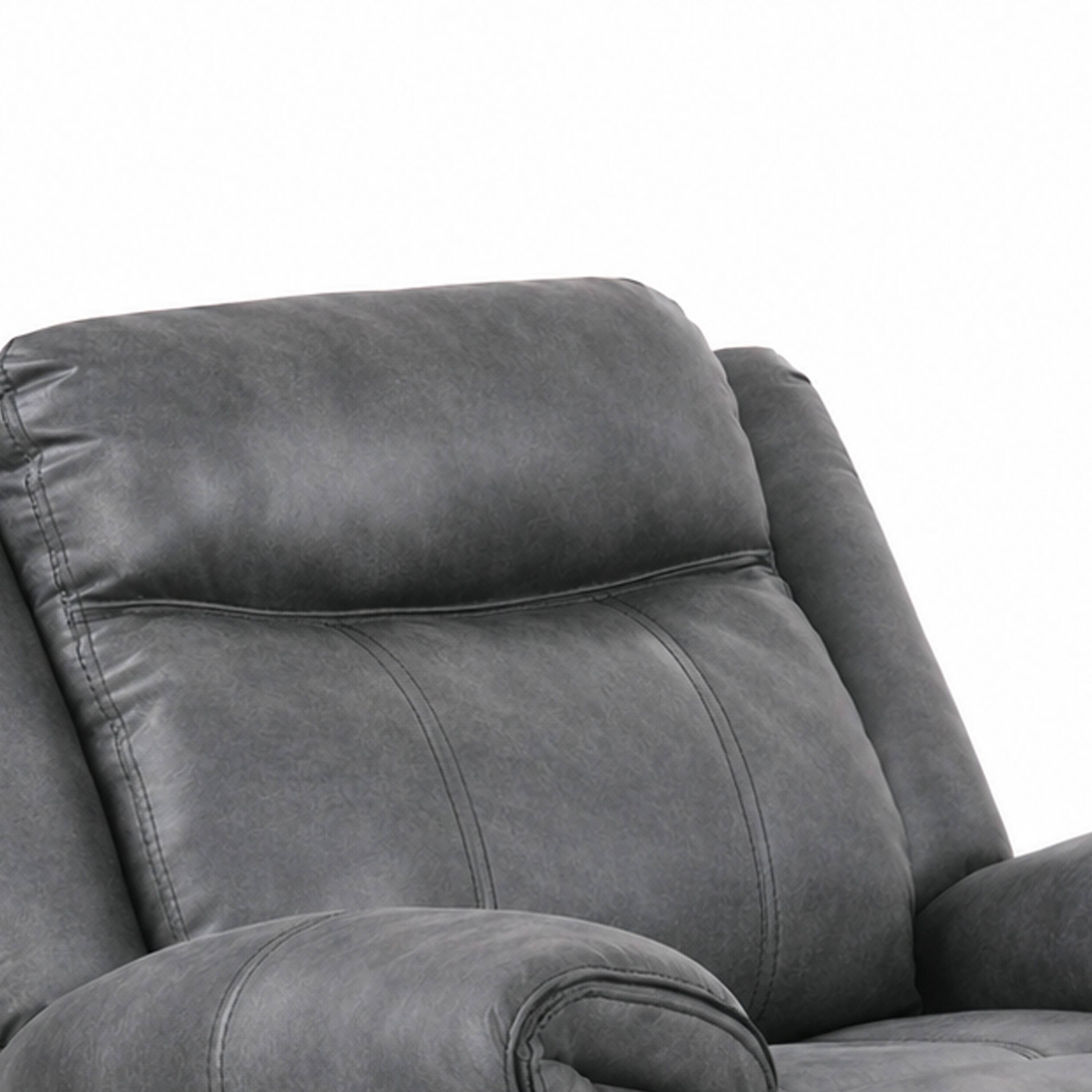 Alt View 1. Manhattan Lane - Arisa Manual Glider Recliner Chair w Wood Frame,  Faux Leather - Dark Gray.