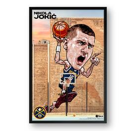 Sporticulture - Nikola Jokic Denver Nuggets Framed 27" x 39" Player Caricature Art - Multicolor
