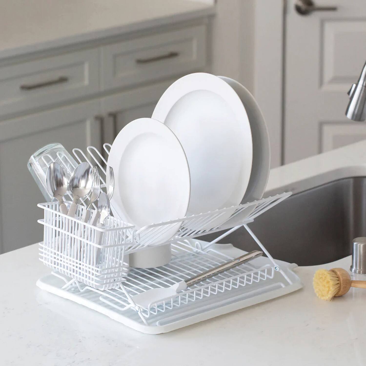 Back. Better Houseware - Better Houseware 1483/w Jr. Folding Dish Rack (white) - white.