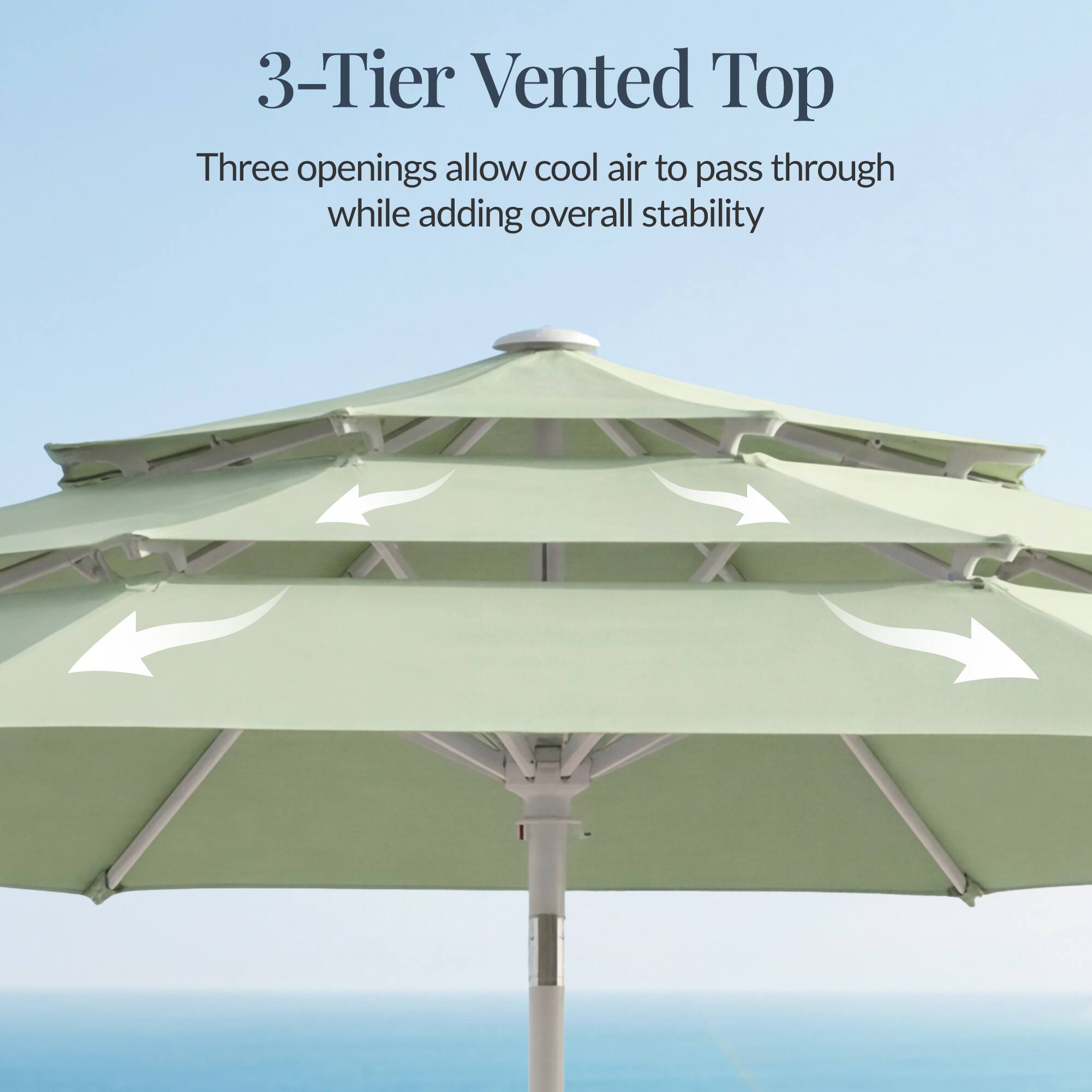 3-Tier Vented Top

Three openings allow cool air to pass through while adding overall stability