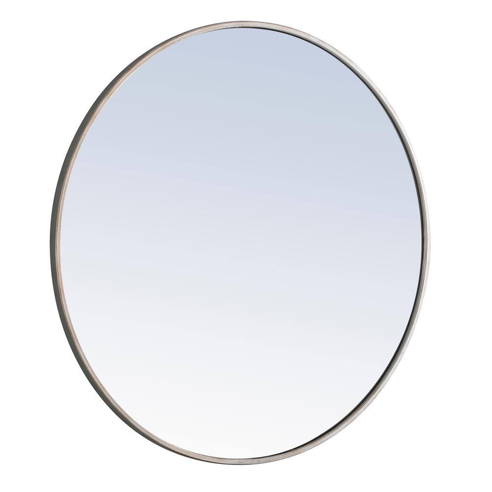 Left. Elegant Decor - Metal frame Round Mirror 32 inch Silver finish - Silver.