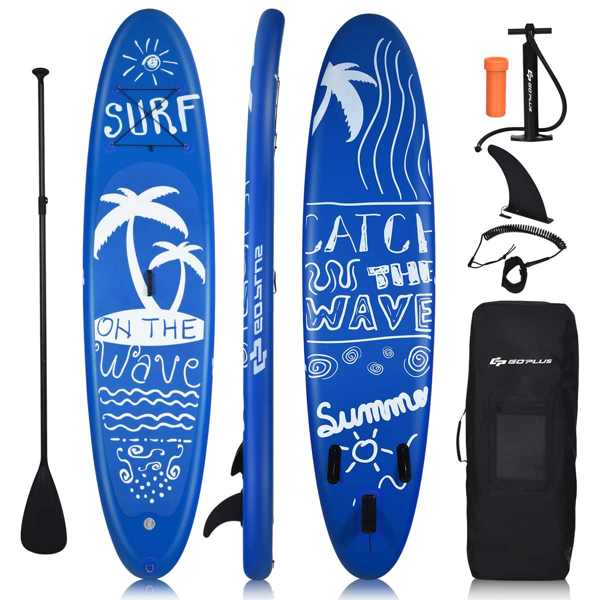 Costway - 9.8' Inflatable Stand Up Paddle Board W/Carry Bag Adjustable Paddle Adult Youth - Blue