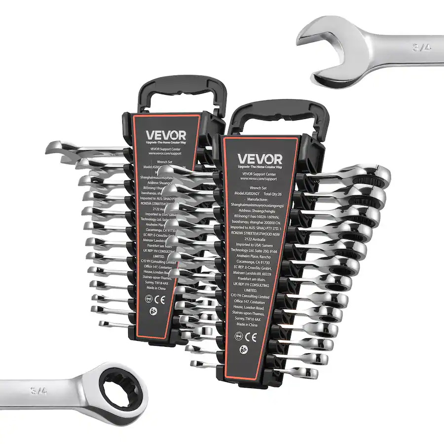 VEVOR Combination Wrench Set, 26 Piece SAE and Metric, 72 Teeth, Cr V ...