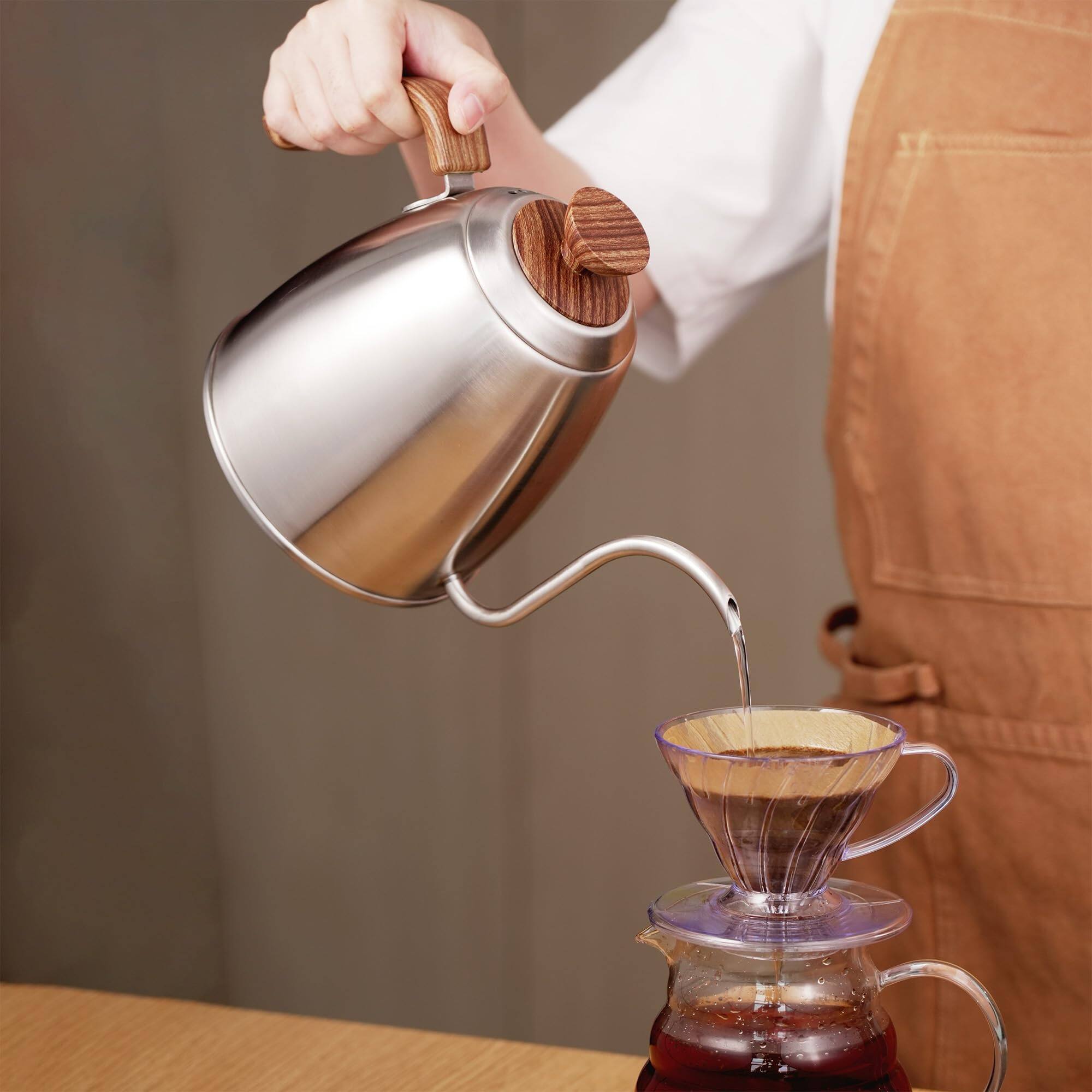 Alt View 2. Dapper Styles - Gooseneck Kettle Pour Over Coffee Maker Water Tea Top Drip Stainless Steel For Stove Spout Pots 1.2 Liter 4... - White.