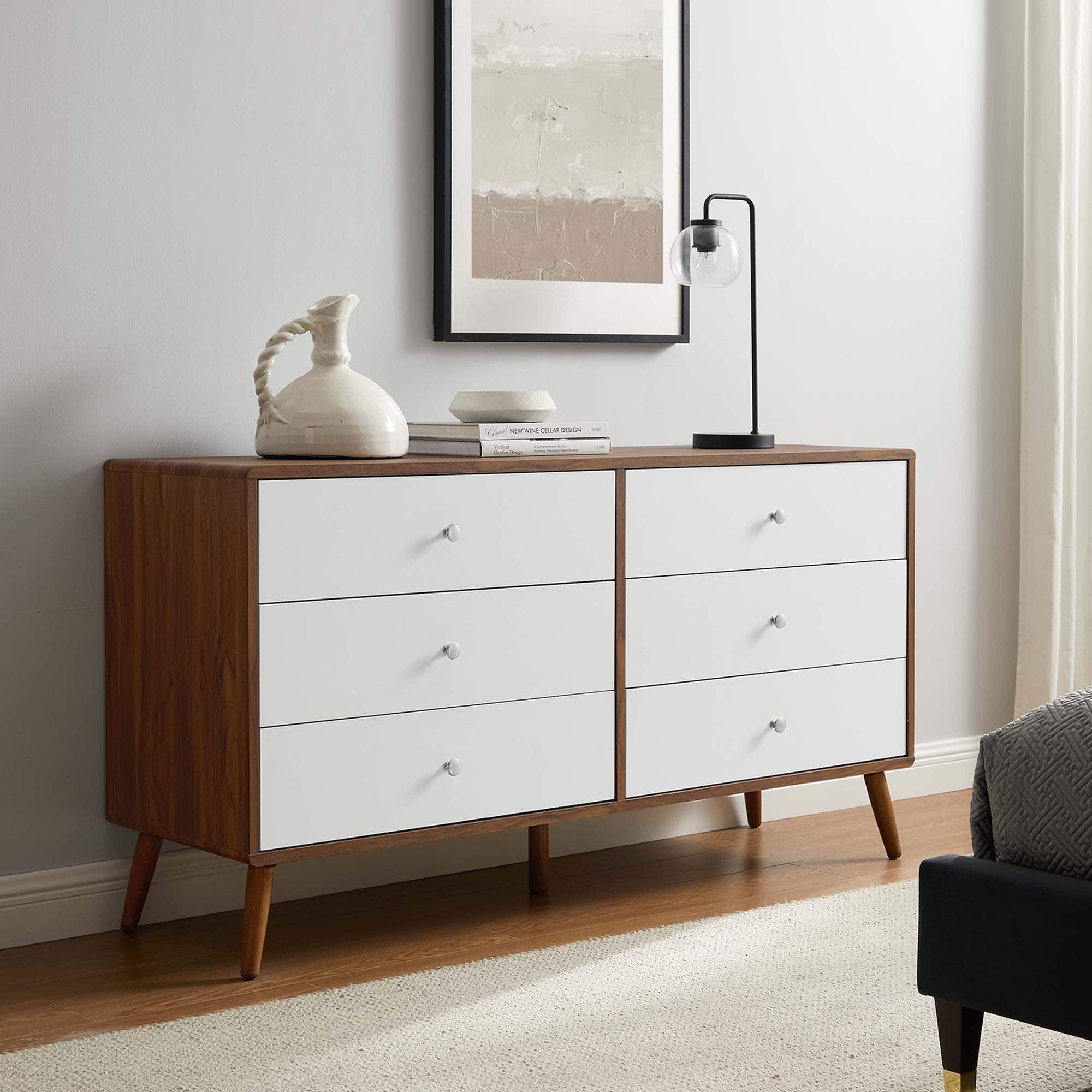 Transmit 60" Dresser by Modway - Walnut White
