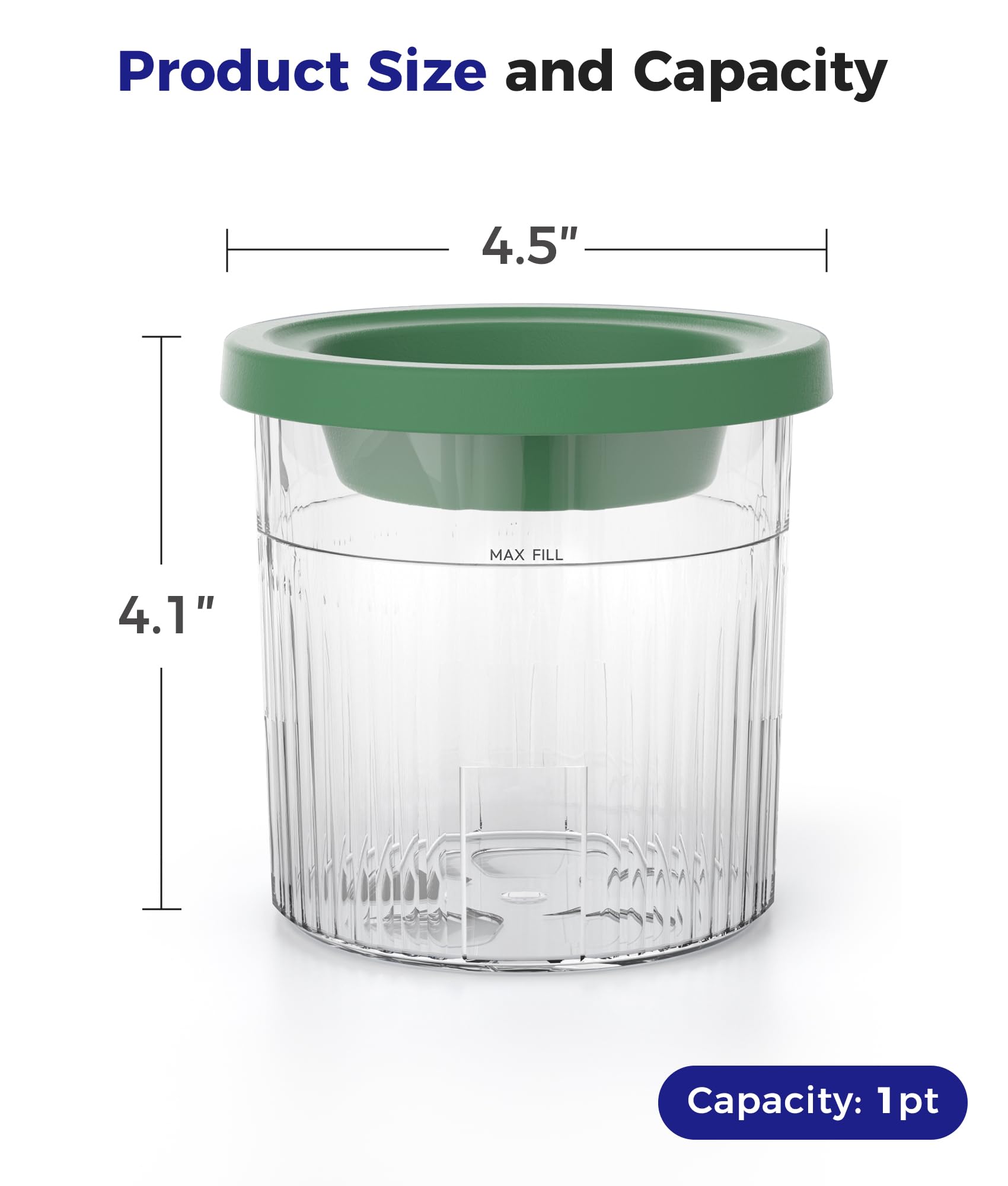 Product Size and Capacity

4.5"  
4.1"  

Capacity: 1 pt