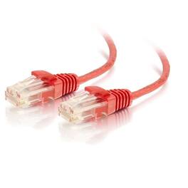 C2G - 757120011682 7-feet CAT6 Slim Ethernet Network Patch Cable - Snagless - Unshielded (UTP) - PoE - 1 x RJ-45 Male to - Red