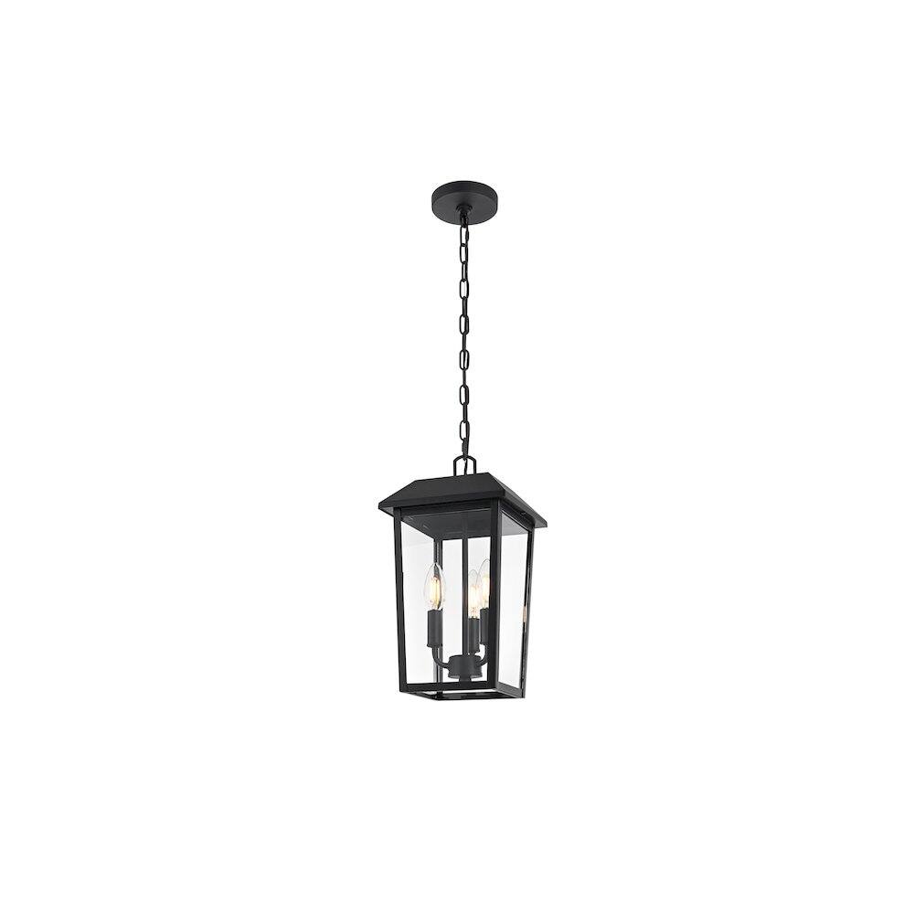 Angle. Elegant Lighting - Riggs 8 x 15 inch Outdoor Pendant in Black - Black.