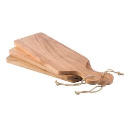 Classic Cuisine - Acacia Wood Cutting Board with Handle, Set of 3, 17.25”x6”