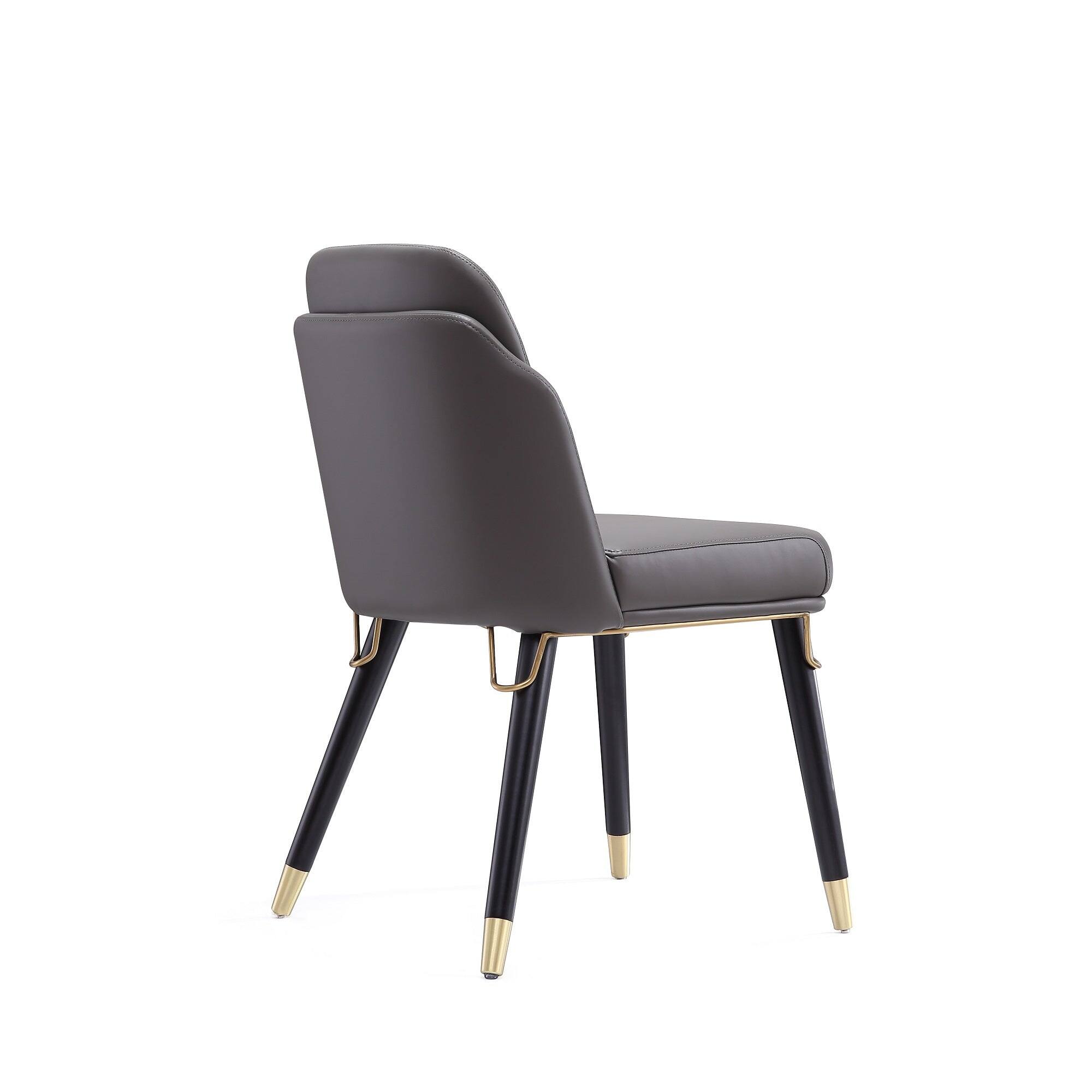 Alt View 2. Manhattan Comfort - Estelle Modern Wood Vegan Leather Dining Chair - Graphite.