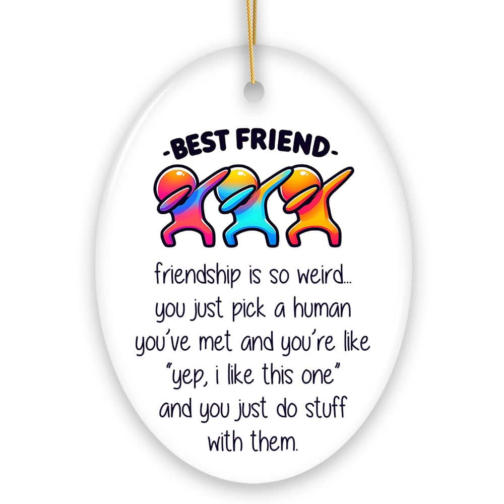 OrnamentallyYou - Friendship is So Weird Quote Christmas Ornament Hilarious Gift and Appreciation for Besties - Multi-colored