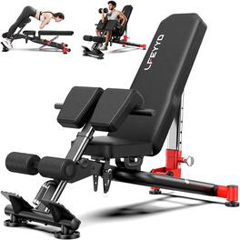 Pooboo - Adjustable Weight Bench&Roman Chair Bench, 2300lbs Heavy Duty,Multi Functional Commercial Workout Bench For Home Gym - Black