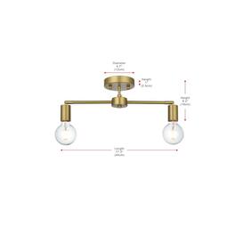 Living District - Zane 21.5 Inch Flush Mount Ceiling Light - Satin Gold