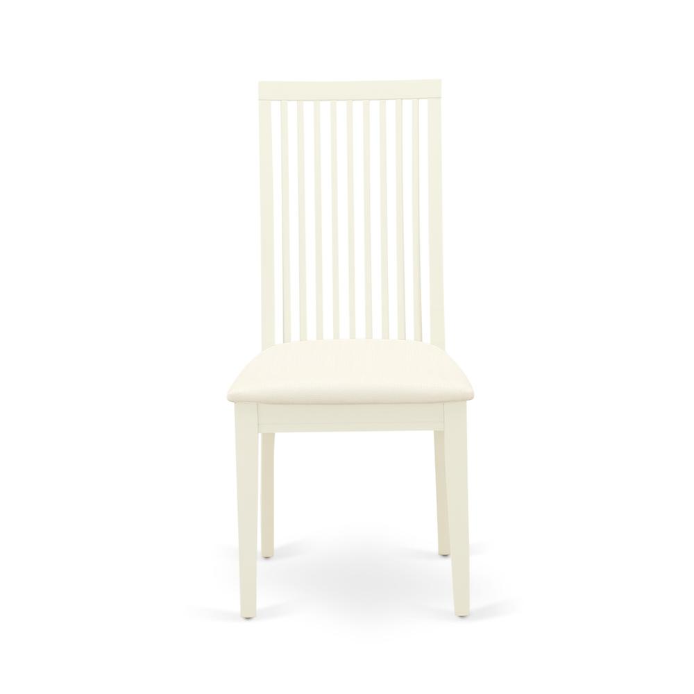 Left. East West Furniture - AMIP3-LWH-C 3 Piece Dining Table Set - 1 Dinner Table and 2 Linen White Kitchen Chairs - Linen White Finish - Linen White.