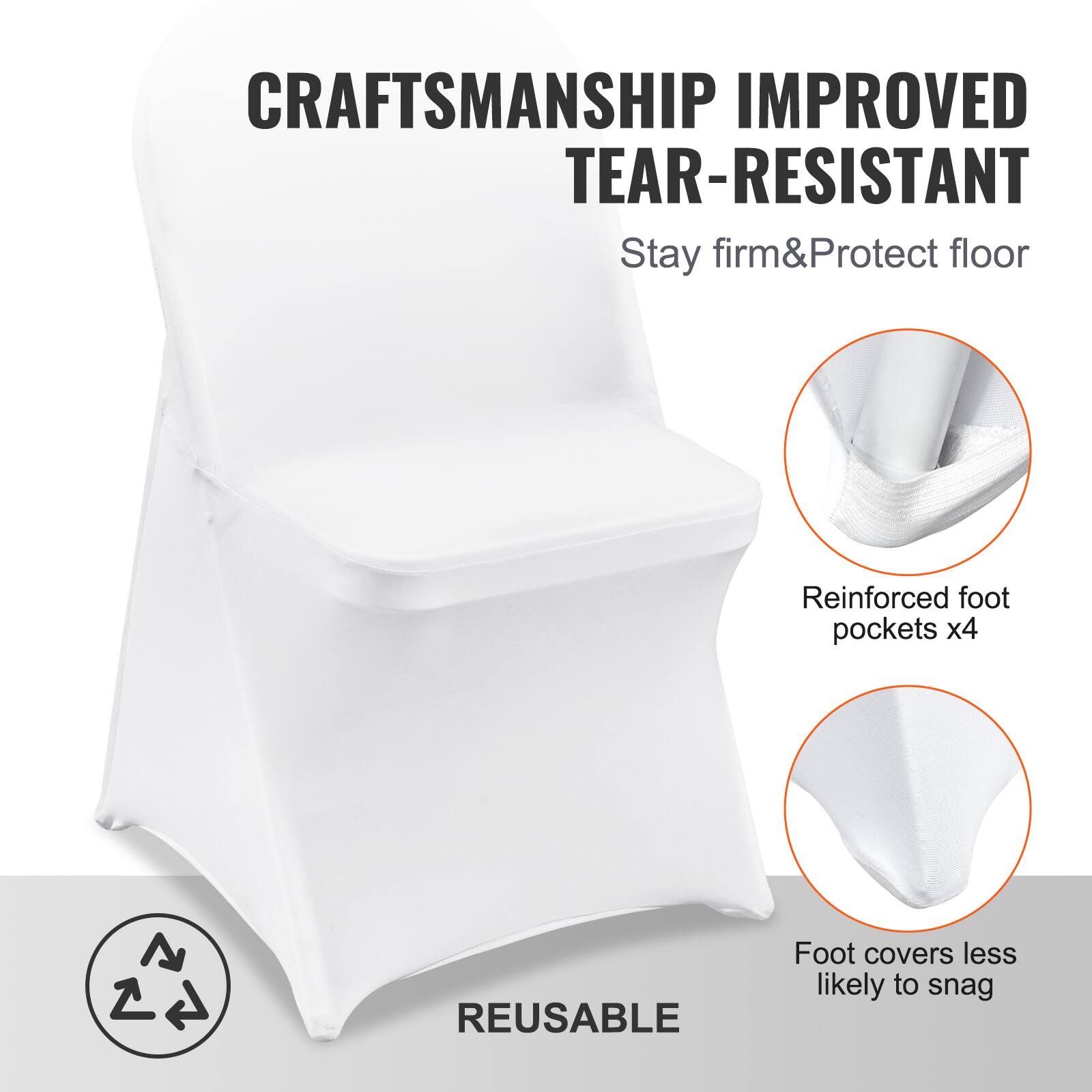 CRAFTSMANSHIP IMPROVED TEAR-RESISTANT, Stay firm & Protect floor, Reinforced foot pockets x4, Foot covers less likely to snag, REUSABLE