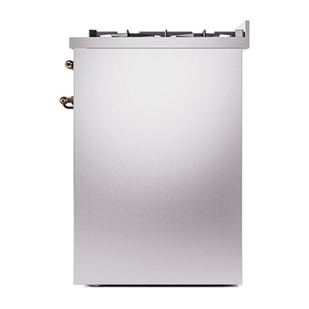 Alt View 10. ILVE - ILVE Nostalgie II 30 inch Dual Fuel Range with 5 Burners (Liquid Propane, Stainless Steel, Burnished Trim) - Stainless Steel.