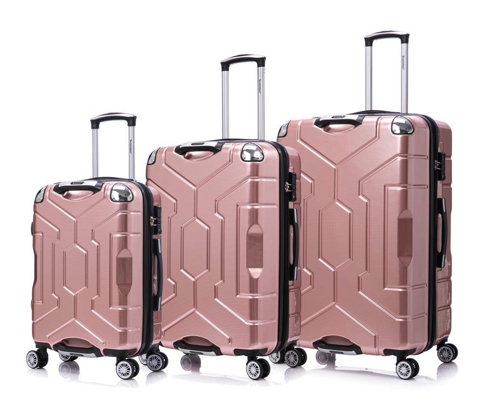 Angle. BreeBe - Luggage set PC material four piece travel luggage set, with rotating wheels and a sense of technology - Rose Gold , Blakc.