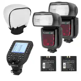 Flashpoint - 2x Zoom Li-on R2 TTL On-Camera Flash Speedlight For Canon (V860II-C) + Glow Universal Bounce Diffuser +