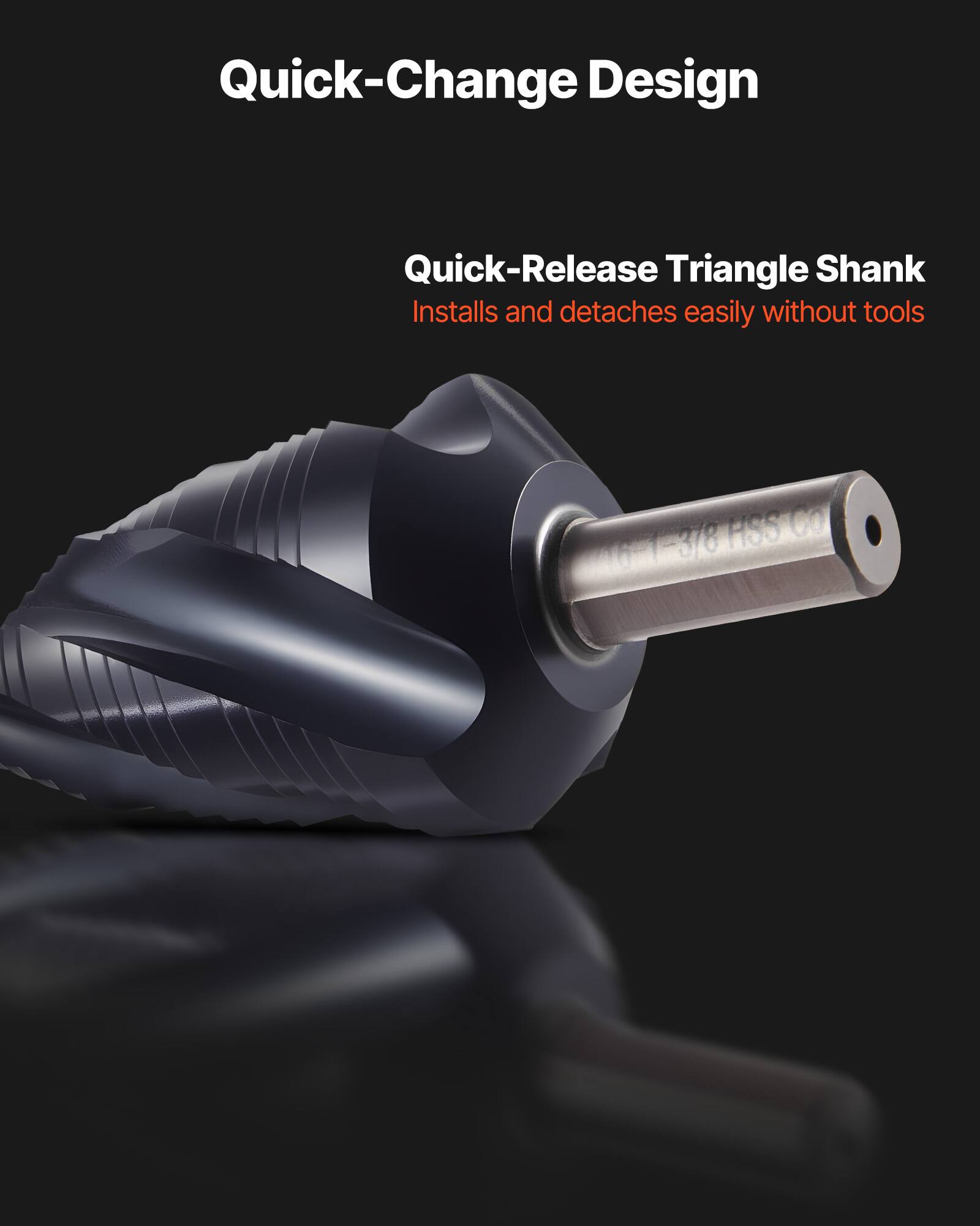 Quick-Change Design

Quick-Release Triangle Shank  
Installs and detaches easily without tools

HSS 00  
L - 3/8