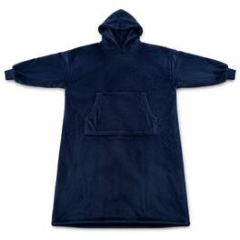 Oumilen - Oversized Wearable Hoodie Blanket, 55.1 Inch XL Super Soft Flannel Hooded Blanket Sweatshirt with Pocket - Navy Blue