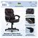 The image showcases a black office chair with a comfortable and supportive headrest. The chair is equipped with convenient features such as a tension adjustment and a large diameter of 360 swivel casters. The product is advertised as "Serta Always Comfortable," which implies that it provides a high level of comfort for the user. The chair is designed for a manager's office, making it suitable for long hours of work and relaxation.