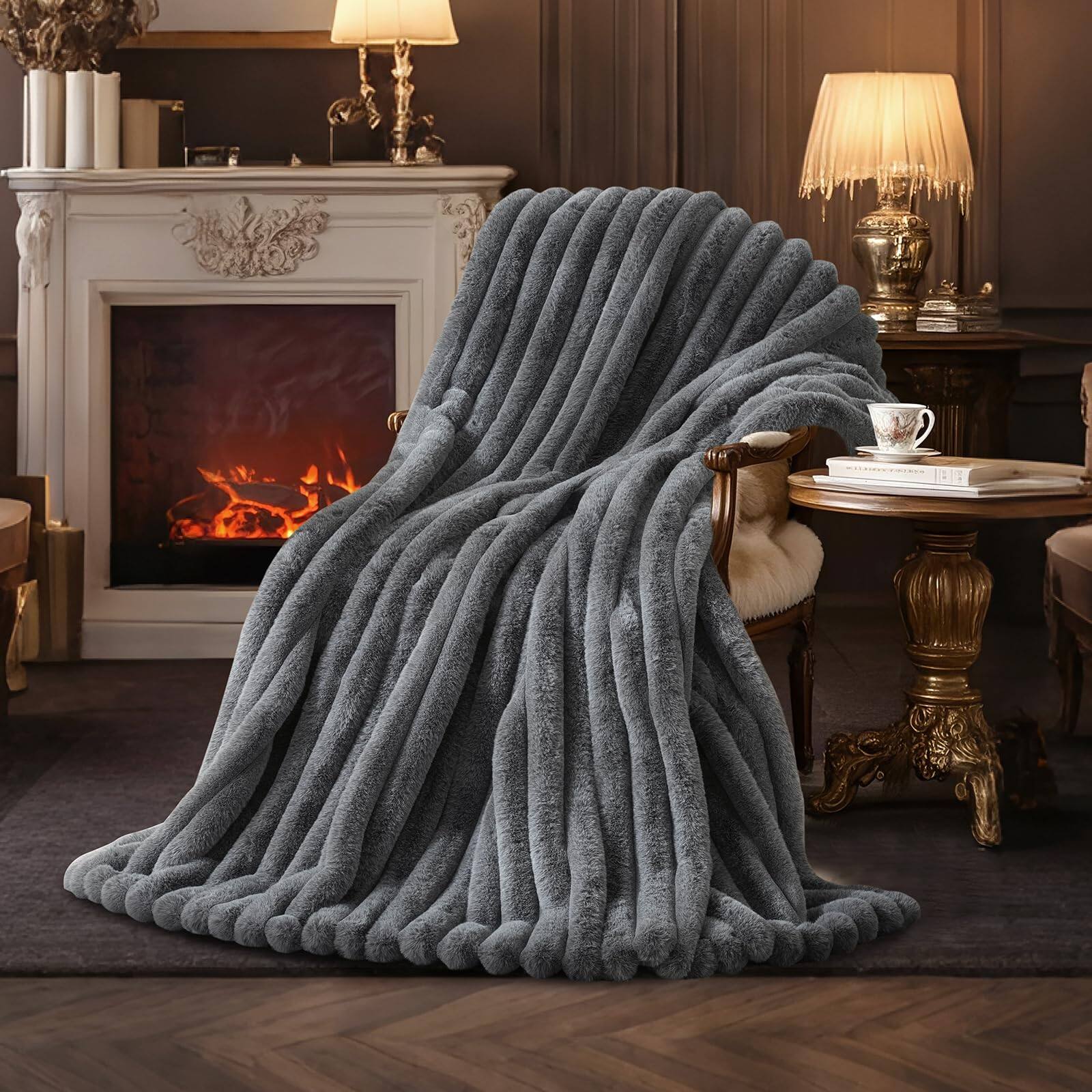 Cationic Wolf Gray Throw(55" x 70")