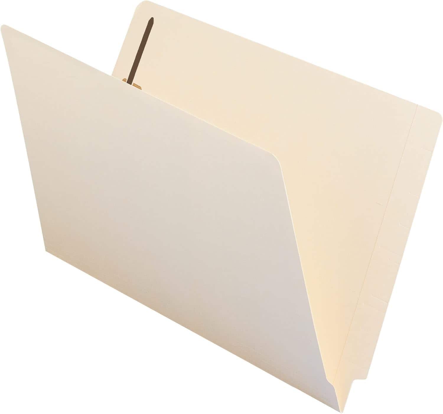 Smead Manufacturing - Smead End Tab Fastener Folders with Reinforced Straight Tabs 11 pt Manila Legal Size Manila Exterior 50 per Box