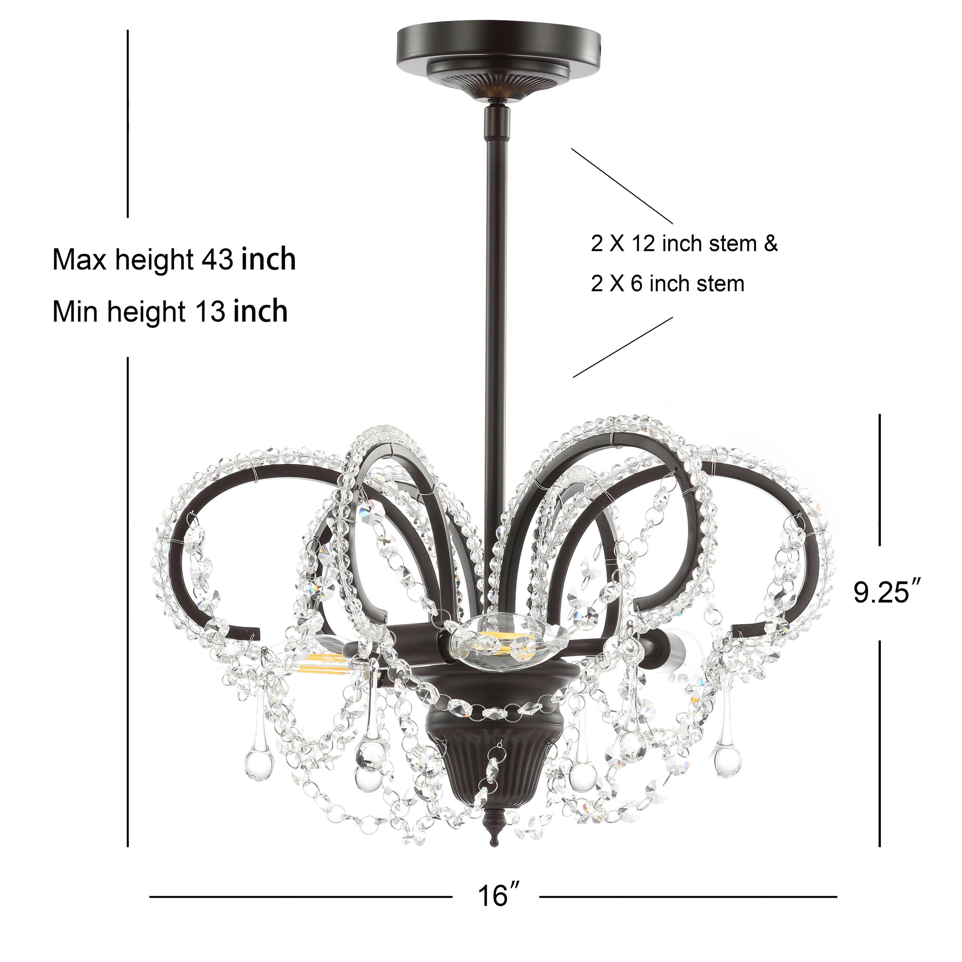 2 X 12 inch stem & 2 X 6 inch stem  
Max height 43 inch  
Min height 13 inch  
9.25"  
16"