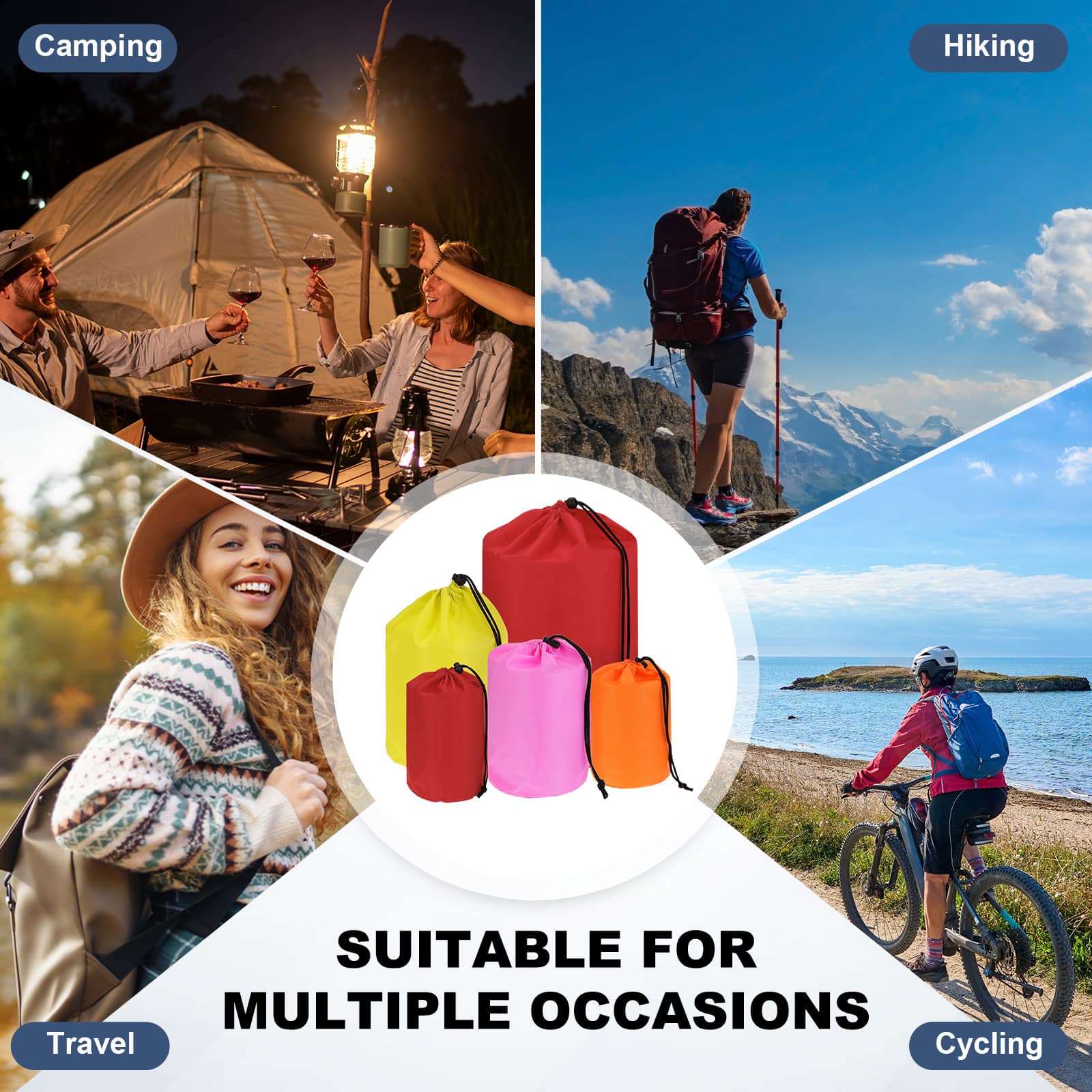 Unique Bargains Drawstring Bag with Toggle & Cinch Portable