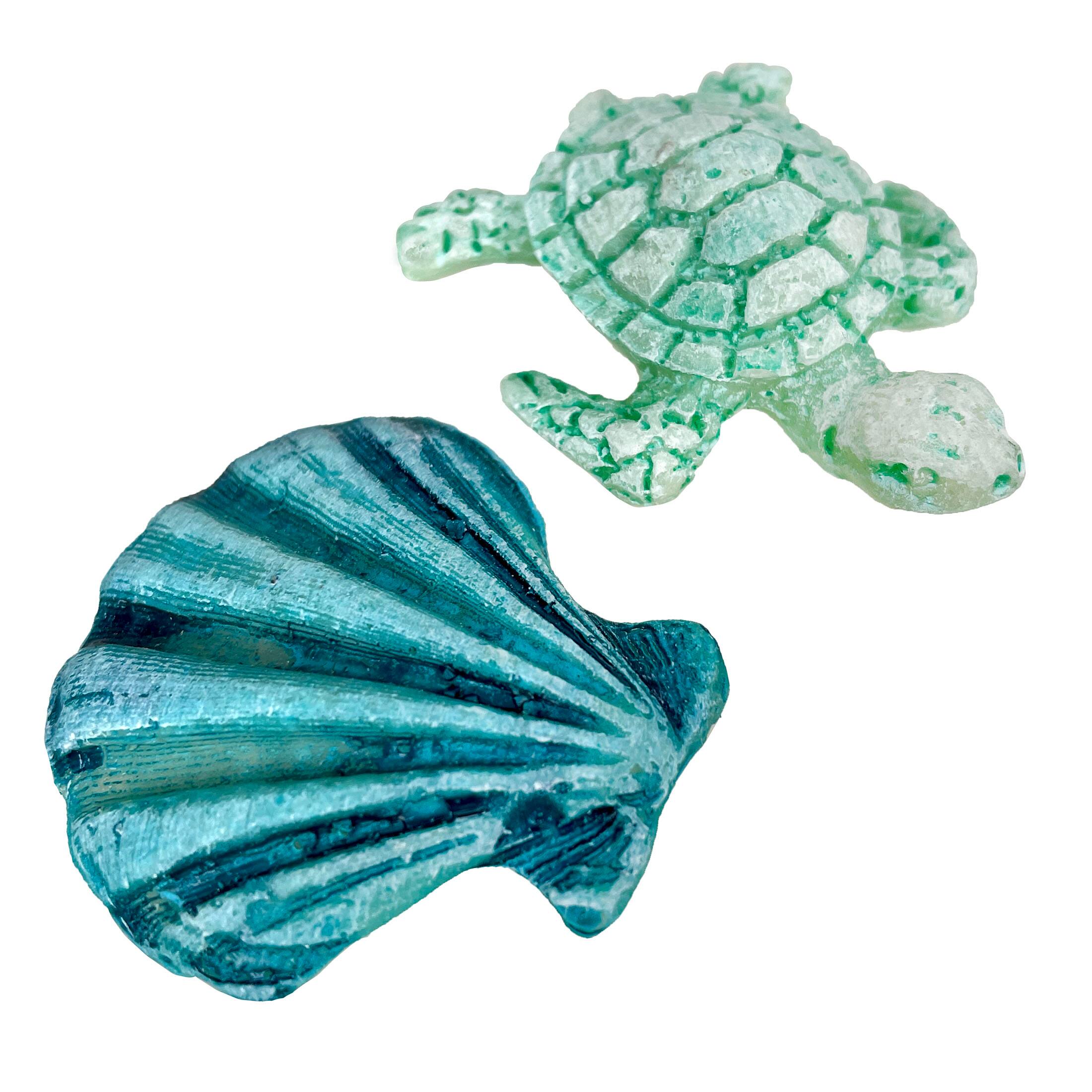 Alt View 8. Things2Die4 - Coastal Shell & Sea Turtle Tic Tac Toe Table Accent Decor - 7 inch White Wood - White.